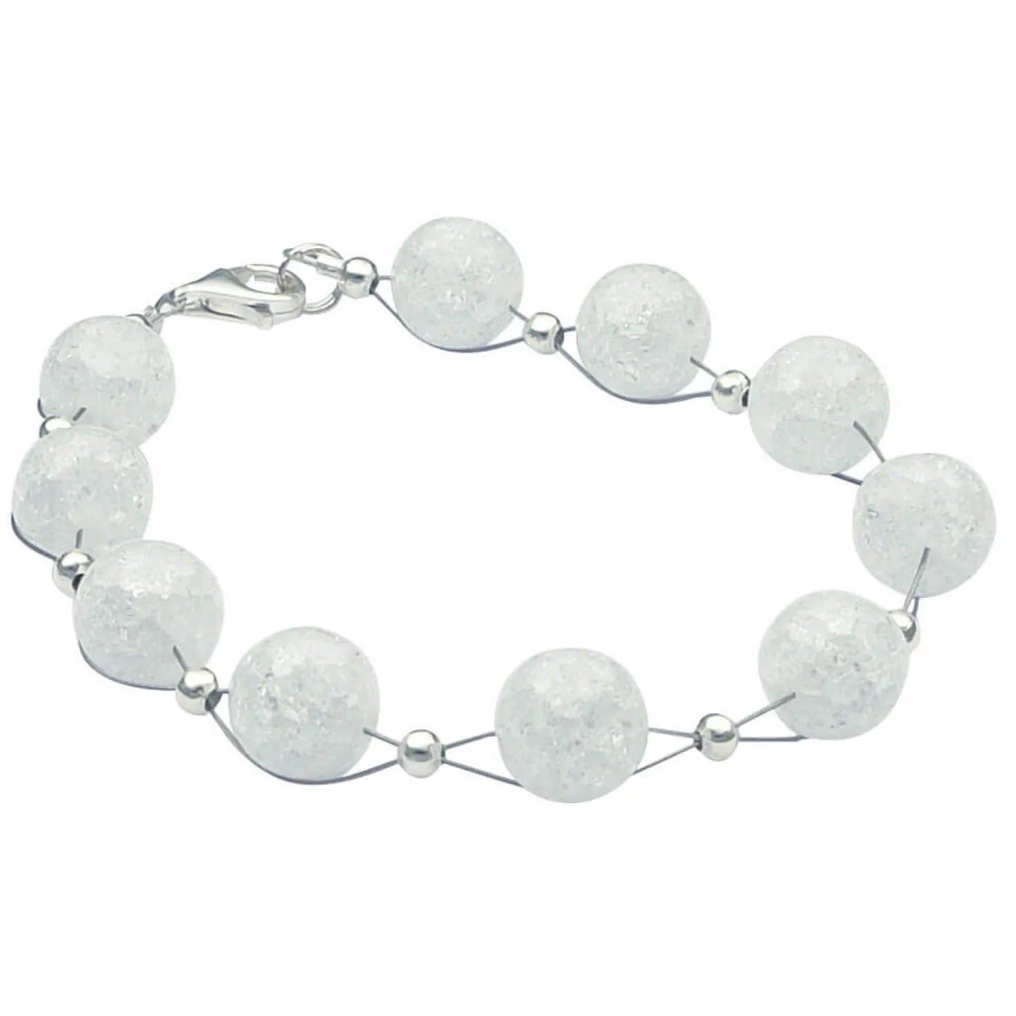 Armband Armkette aus echtem Berg-Kristall Kugel weiß Crack-Innen-Struktur Damen