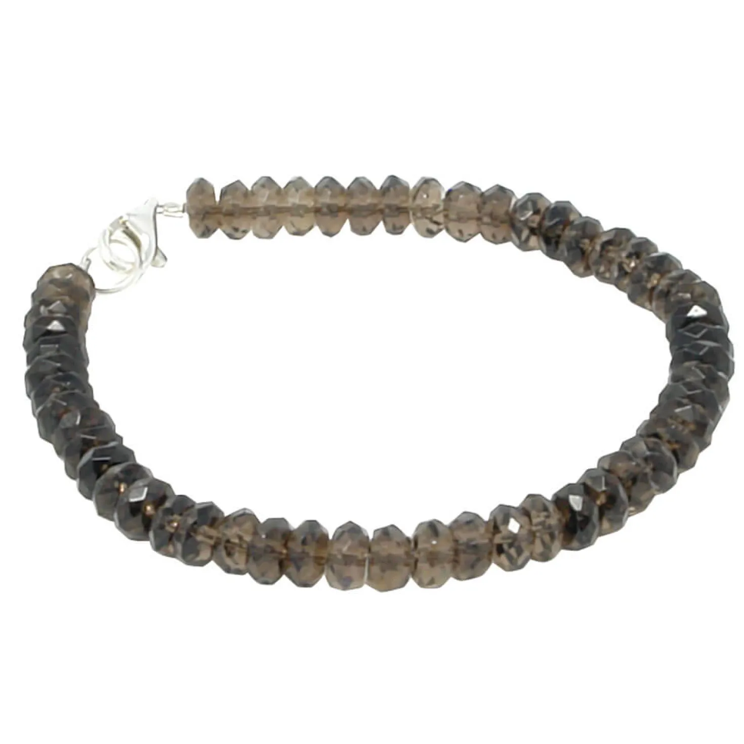Armband Armkette aus echtem Rauchquarz braun facettiert & 925 Silber, 20cm