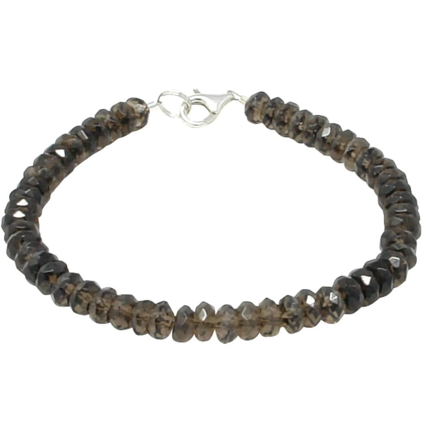 Armband Armkette aus echtem Rauchquarz braun facettiert & 925 Silber, 20cm