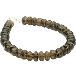 Armband Armkette aus echtem Rauchquarz braun facettiert & 925 Silber, 20cm