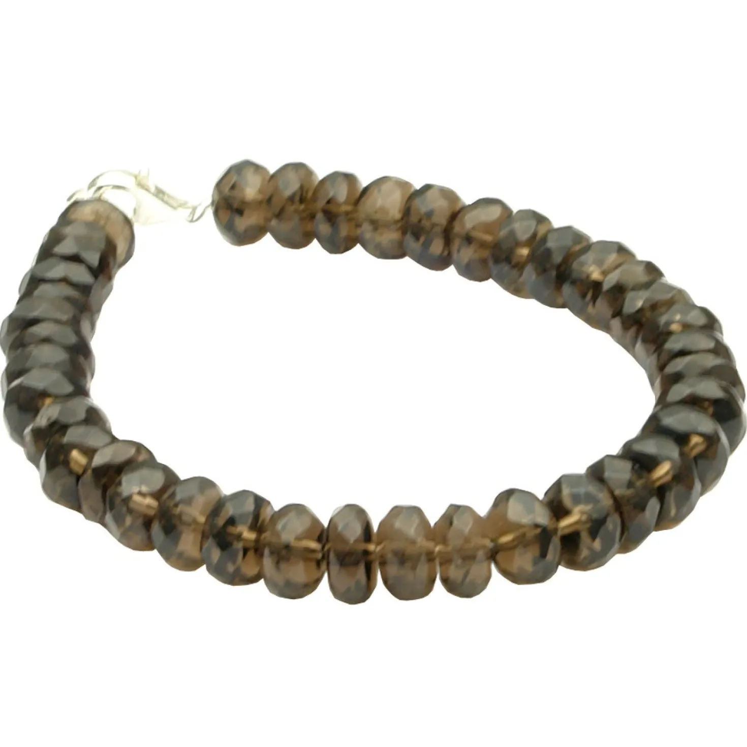 Armband Armkette aus echtem Rauchquarz braun facettiert & 925 Silber, 20cm