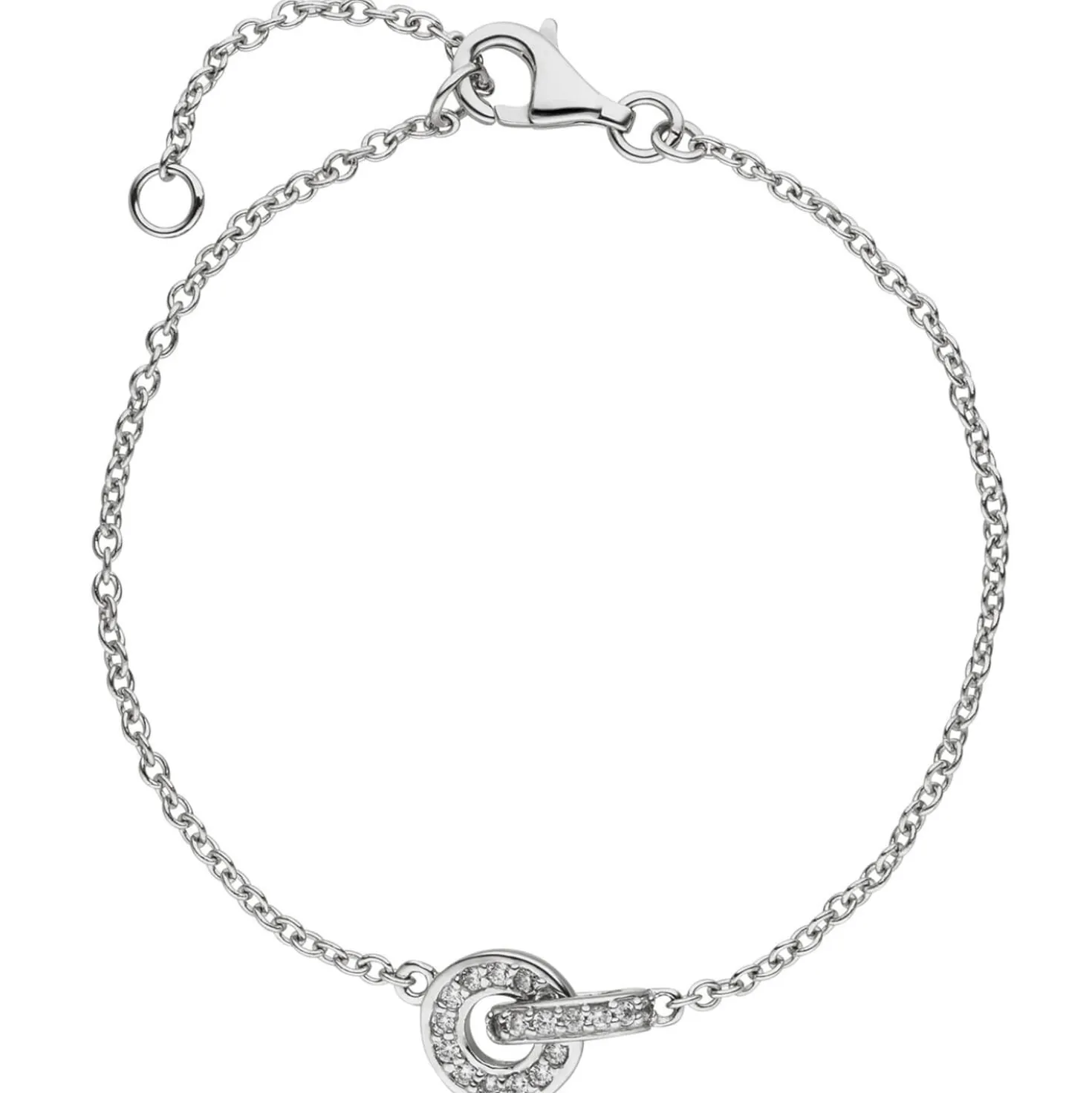 Armband Armkette aus 925 Silber rhodiniert 20 Zirkonia weiß 17-20cm Armschmuck