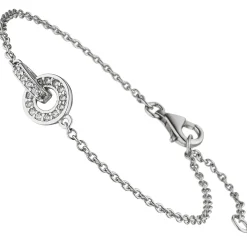 Armband Armkette aus 925 Silber rhodiniert 20 Zirkonia weiß 17-20cm Armschmuck