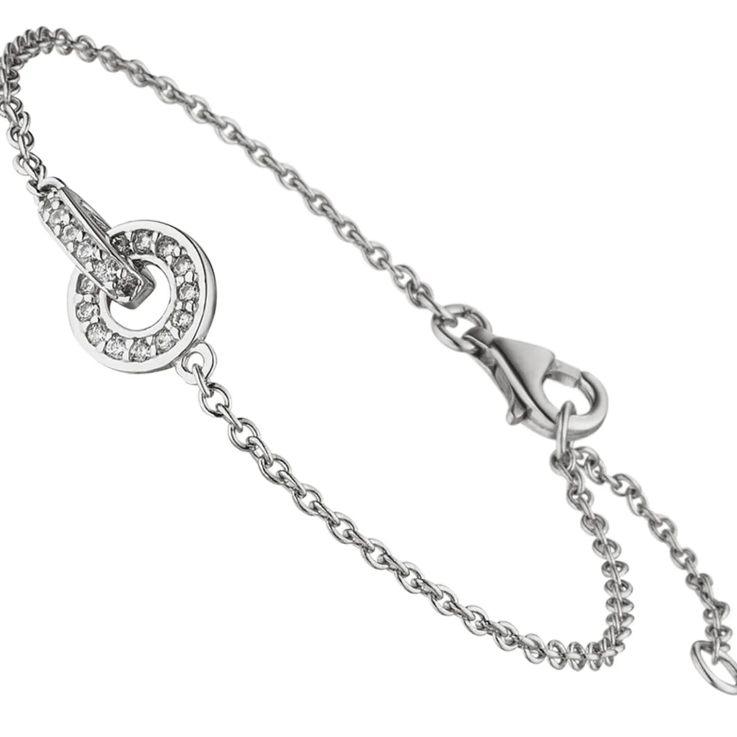 Armband Armkette aus 925 Silber rhodiniert 20 Zirkonia weiß 17-20cm Armschmuck