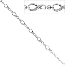 Armband Armkette aus Unendlichkeit-Symbolen mit Zirkonia, 925 Silber, 19cm