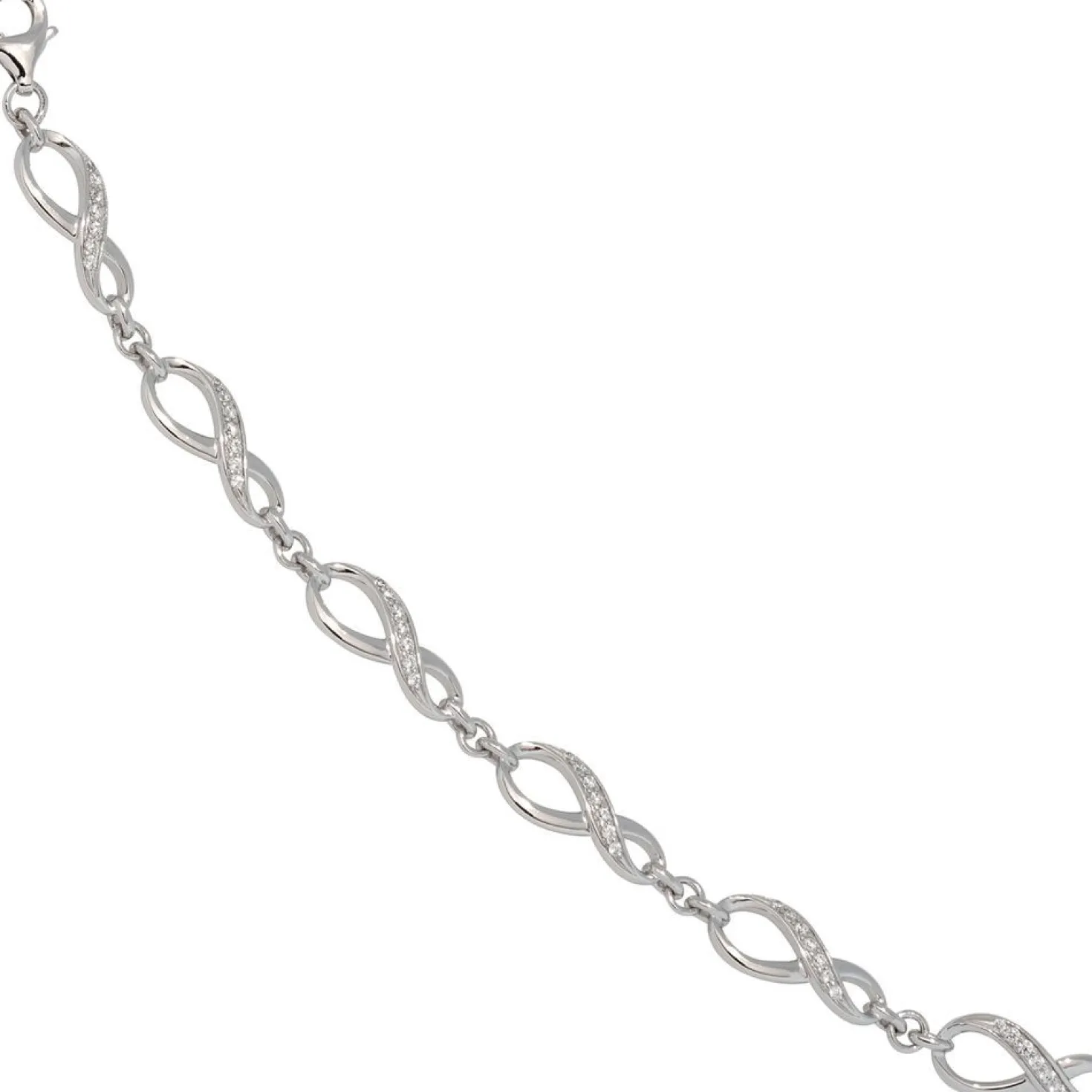 Armband Armkette aus Unendlichkeit-Symbolen mit Zirkonia, 925 Silber, 19cm