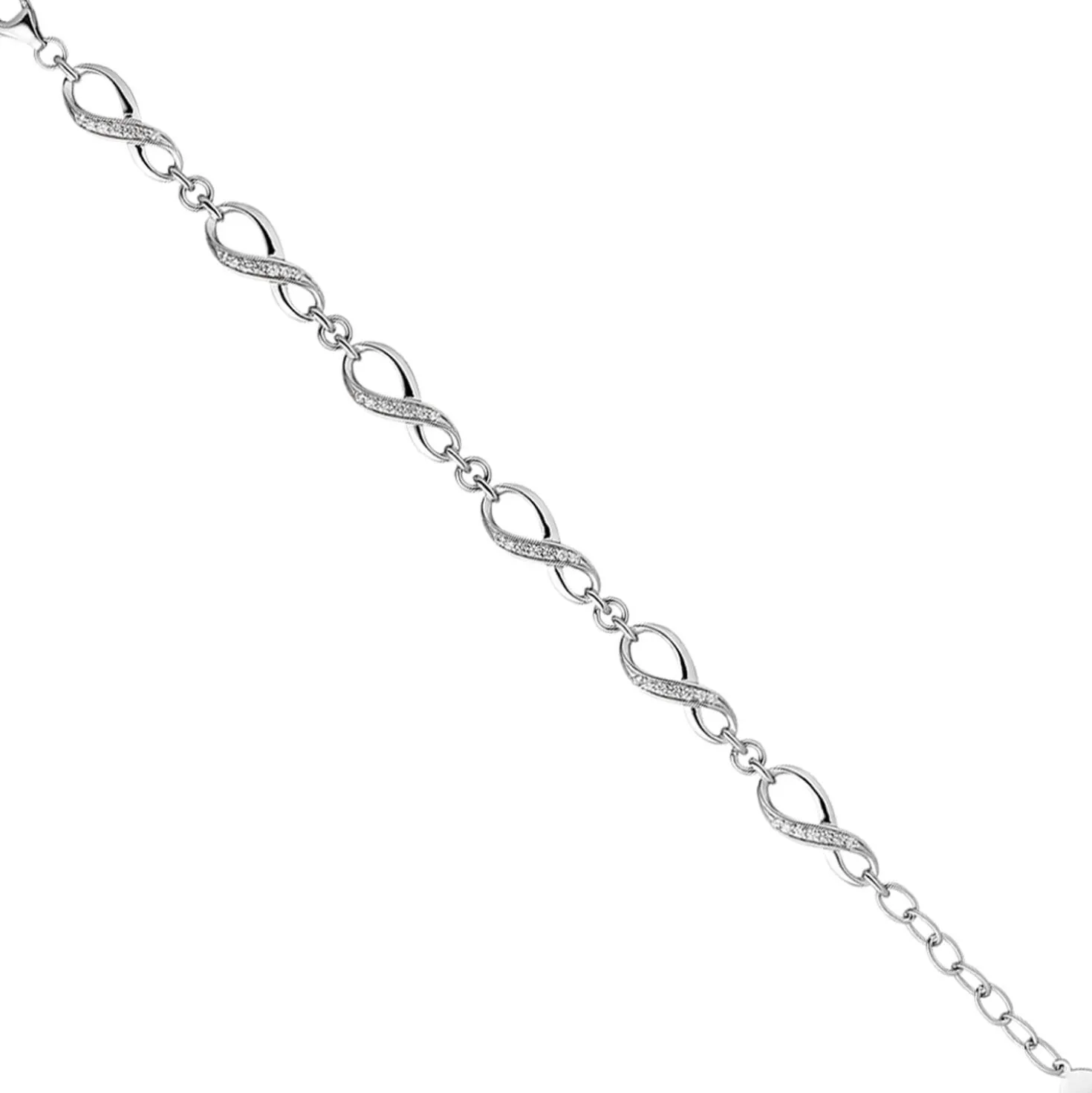Armband Armkette aus Unendlichkeit-Symbolen mit Zirkonia, 925 Silber, 19cm