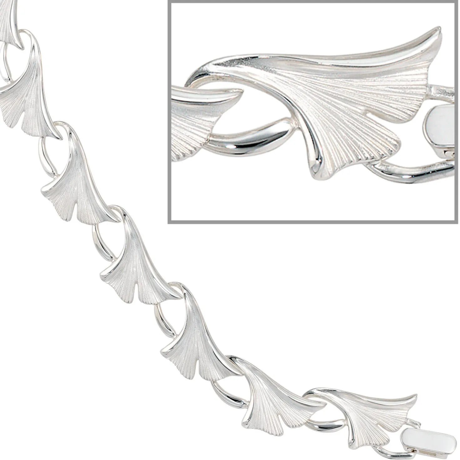 Armband Armkette Ginko Blätter aus echtem 925 Silber, 19cm, für Damen