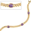 Armband Armkette mit Amethyst violett, 585 Gold Gelbgold, 19cm massiv