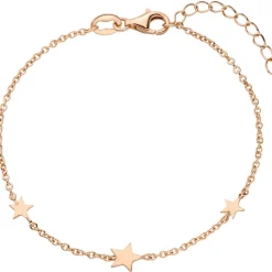 Armband Armkette mit 3 Anhängern Sterne aus 925 Silber rotgold vergoldet 16-19cm