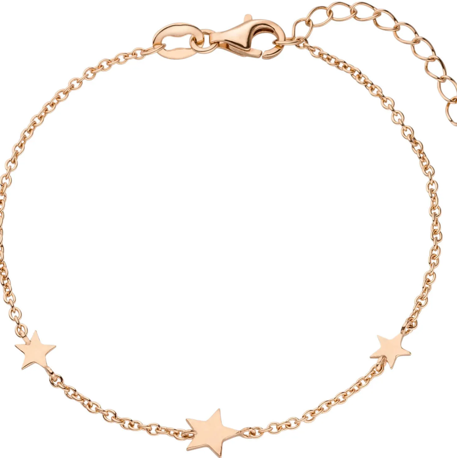 Armband Armkette mit 3 Anhängern Sterne aus 925 Silber rotgold vergoldet 16-19cm