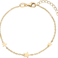 Armband Armkette mit 3 Anhängern Sterne aus 925 Silber vergoldet 16-19cm