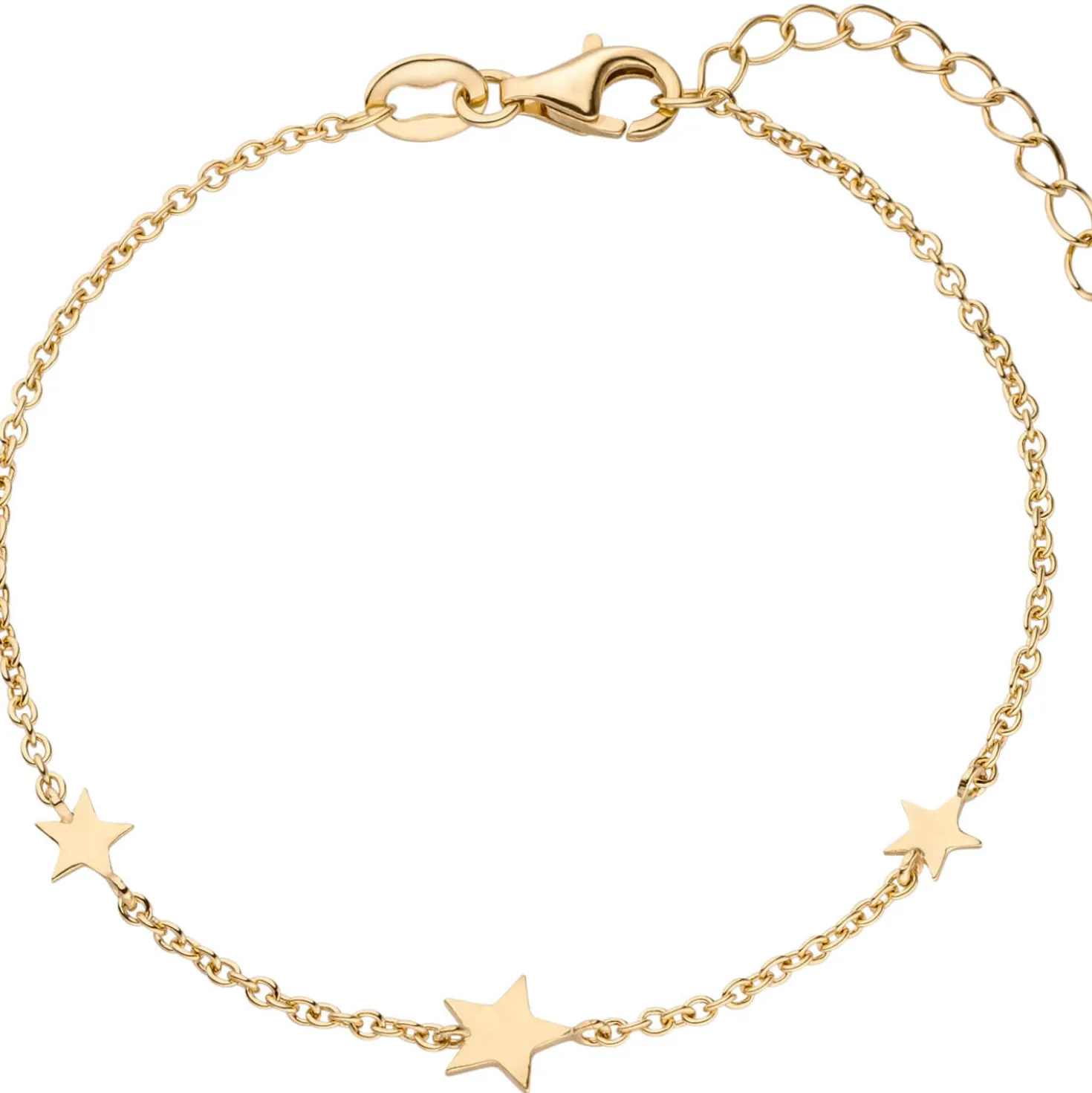 Armband Armkette mit 3 Anhängern Sterne aus 925 Silber vergoldet 16-19cm