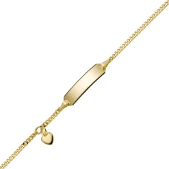 Armband Armkette mit Herz 585 Gelbgold 14cm Identbändchen für Kinder