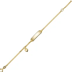 Armband Armkette mit Herz 585 Gelbgold 14cm Identbändchen für Kinder