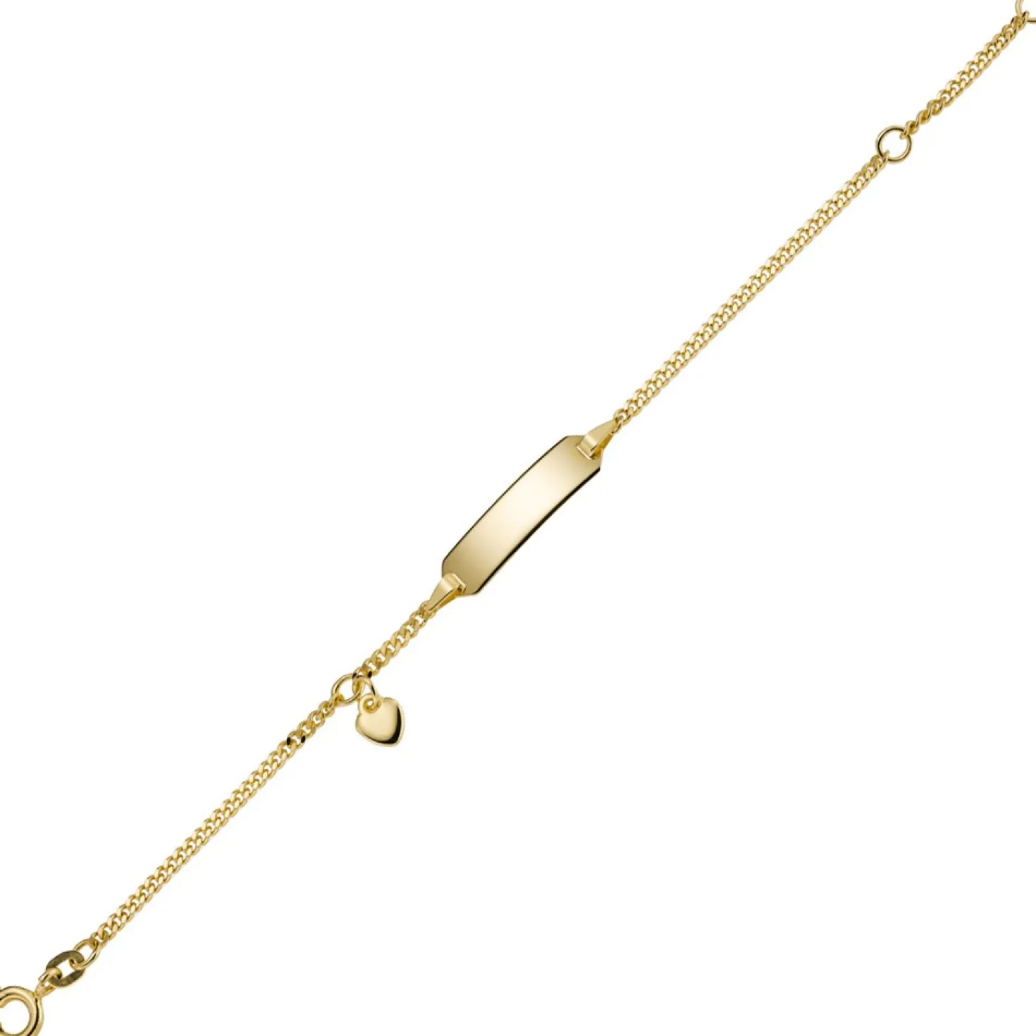 Armband Armkette mit Herz 585 Gelbgold 14cm Identbändchen für Kinder
