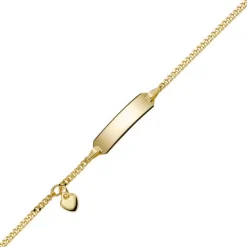 Armband Armkette mit Herz 585 Gold Gelbgold 16cm Identbändchen für Kinder