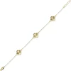 Armband Armkette mit 3 Kleeblatt-Blumen aus 585 Gold Gelbgold diamantiert 20cm