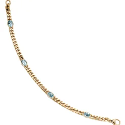 Armband Armkette mit Topas Blautopas hellblau, 585 Gold Gelbgold, 19cm
