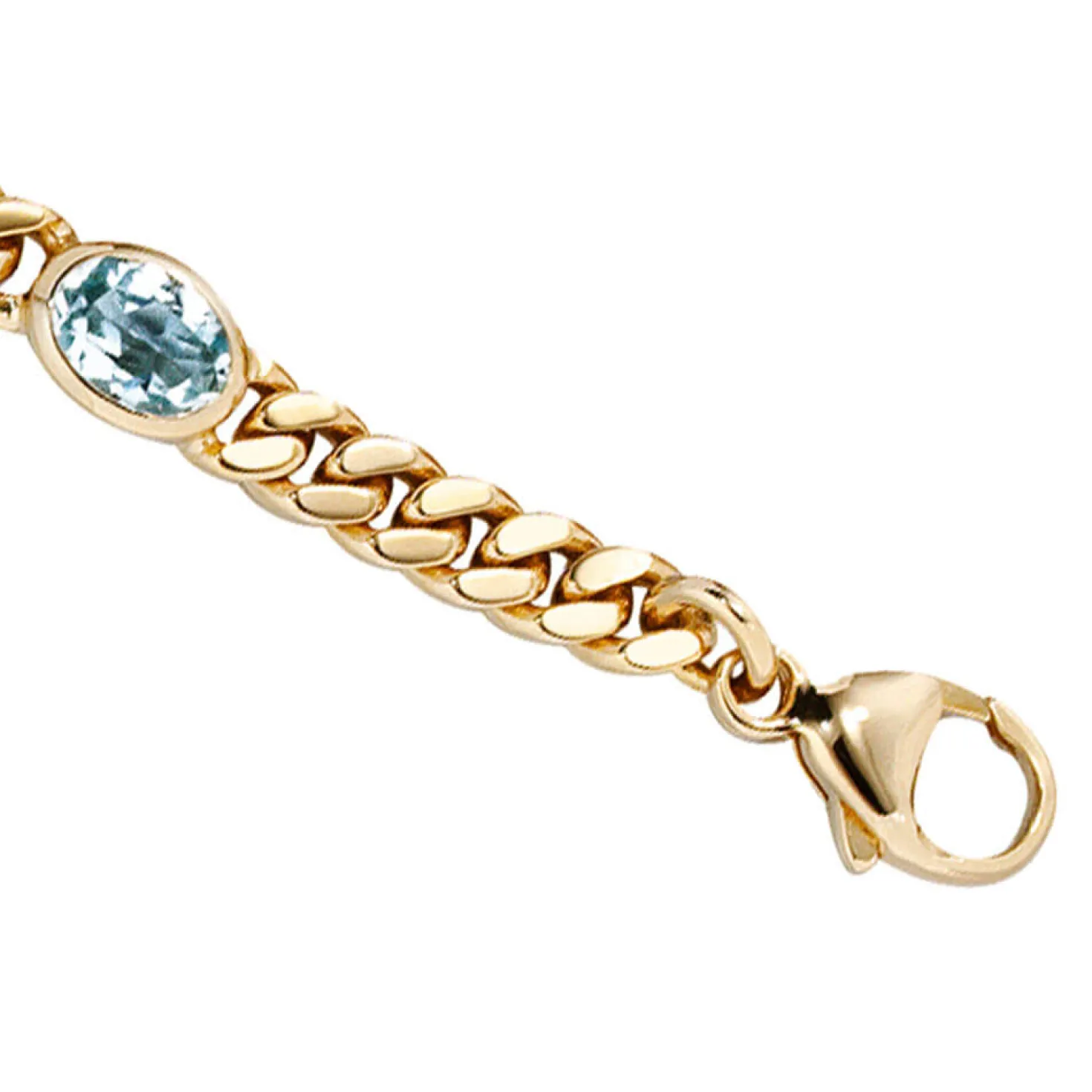 Armband Armkette mit Topas Blautopas hellblau, 585 Gold Gelbgold, 19cm