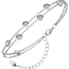 Armband Armkette 2-reihig aus 925 Silber rhodiniert mit 7 Zirkonia 15-19,5cm