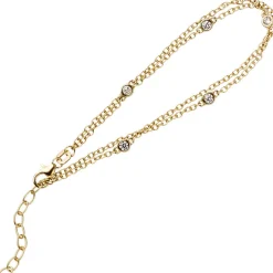 Armband Armkette 2-reihig aus 925 Silber vergoldet mit 5 Zirkonia weiß 18-21cm