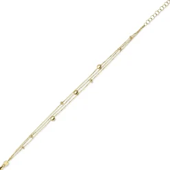 Armband Armkette 3-reihig mit Elementen 585 Gold Gelbgold 21cm