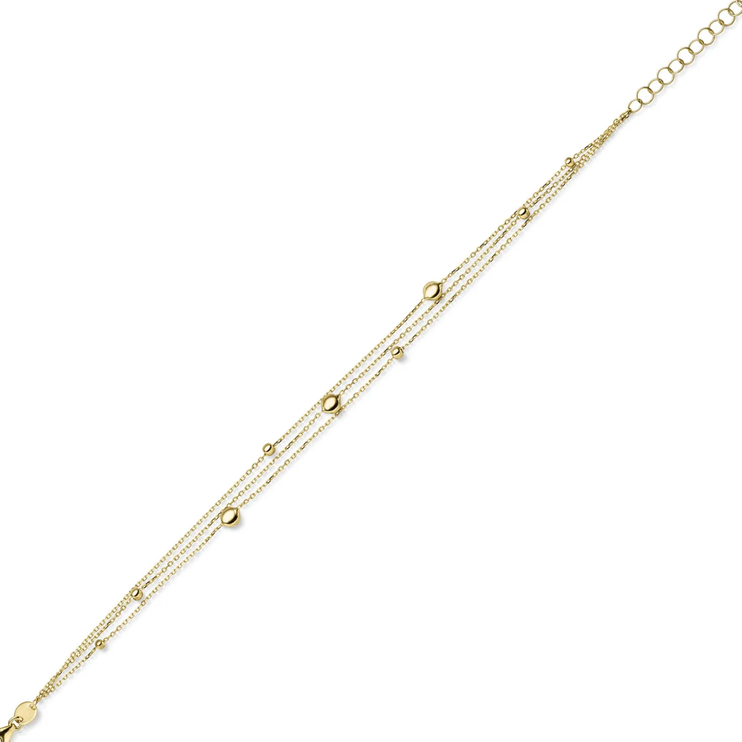 Armband Armkette 3-reihig mit Elementen 585 Gold Gelbgold 21cm
