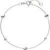Armband Armkette Rundankerkette mit Kugeln & Herzen 925 Silber rhodiniert 17-19cm