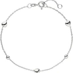Armband Armkette Rundankerkette mit Kugeln & Herzen 925 Silber rhodiniert 17-19cm