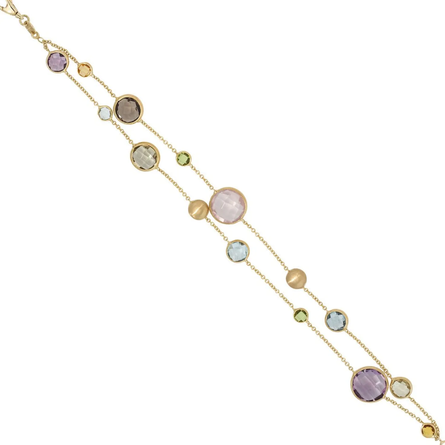 Armband Armkette verschiedene Edelsteine Multicolor 585 Gold Gelbgold 19cm