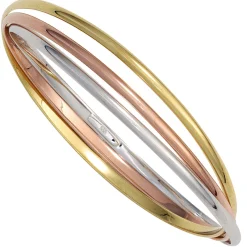 Armband Armreif 67,1mm 925 Silber 3-reihig teilvergoldet weiß gelb rot