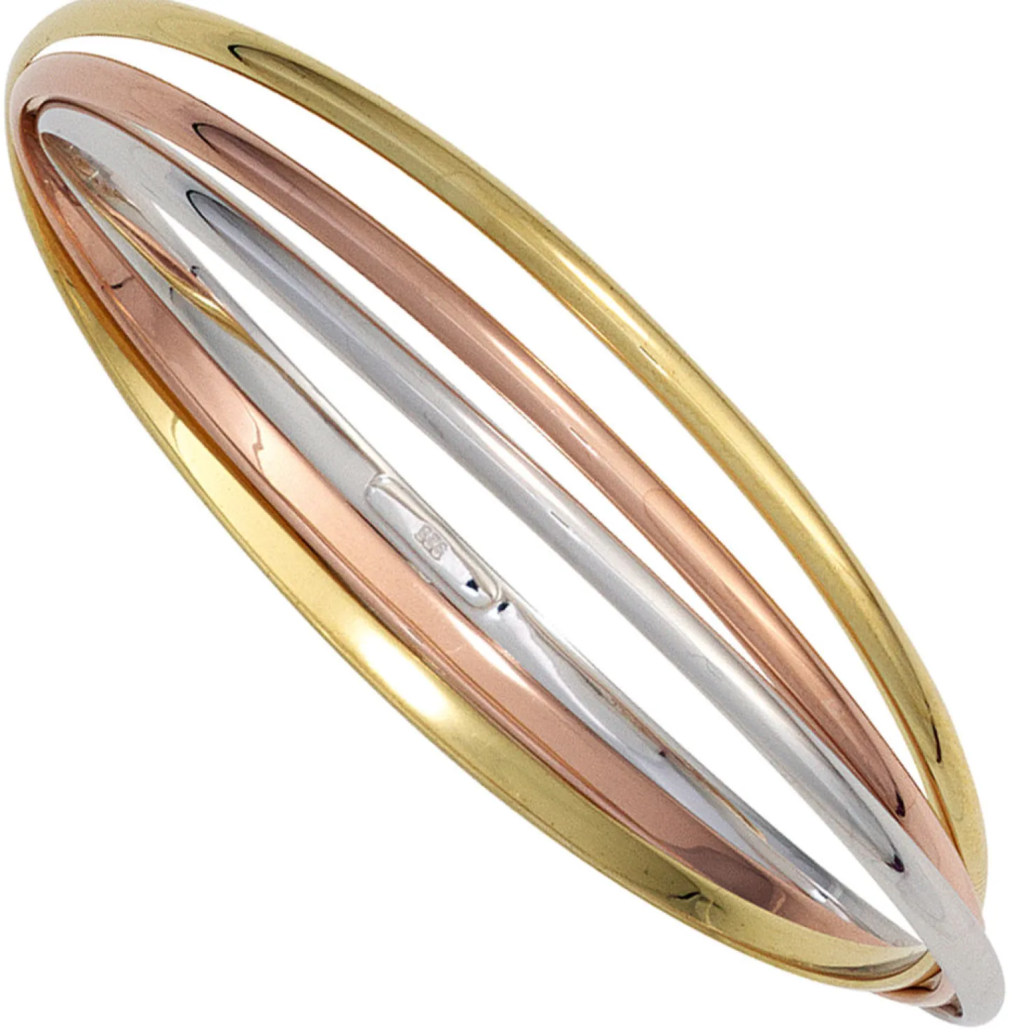 Armband Armreif 67,1mm 925 Silber 3-reihig teilvergoldet weiß gelb rot