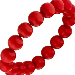 Armband Armschmuck Armkette Muschelkern Perlen rot 12mm, dehnbar, 19cm