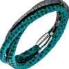Armband Armschmuck aus Leder türkis mit Hämatit Würfeln & Edelstahl 19cm