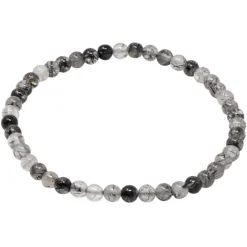 Armband Armschmuck aus Turmalinquarz grau-schwarz Ø4mm endlos dehnbar 18,5cm