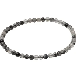 Armband Armschmuck aus Turmalinquarz grau-schwarz Ø4mm endlos dehnbar 18,5cm