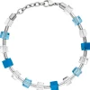 Armband Armschmuck Kristallsteine Türkis-Würfel & Zylinder aus Edelstahl 19-21cm