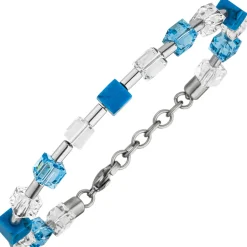 Armband Armschmuck Kristallsteine Türkis-Würfel & Zylinder aus Edelstahl 19-21cm