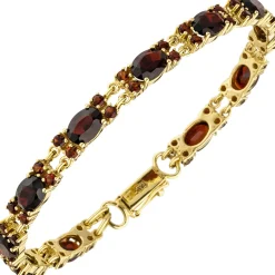 Armband Armschmuck mit roten Granaten Sicherheitsacht, 375 Gold Gelbgold, 18cm