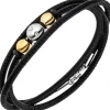Armband Armschmuck Nappa-Leder schwarz mit Edelstahl & Zirkonia Lederarmband