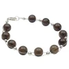Armband aus echtem Rauchquarz braun, 925 Silber Armkette Armschmuck für Damen
