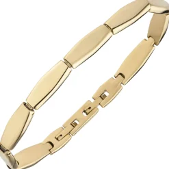 Armband aus Edelstahl gold-farben beschichtet flach teilmattiert 21cm Armschmuck