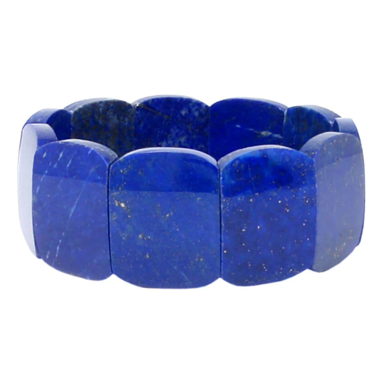 Armband aus Edelstein Lapis-Lazuli 25mm breit Naturstein blau glatt dehnbar Ø6cm