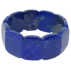Armband aus Edelstein Lapis-Lazuli 25mm breit Naturstein blau glatt dehnbar Ø6cm