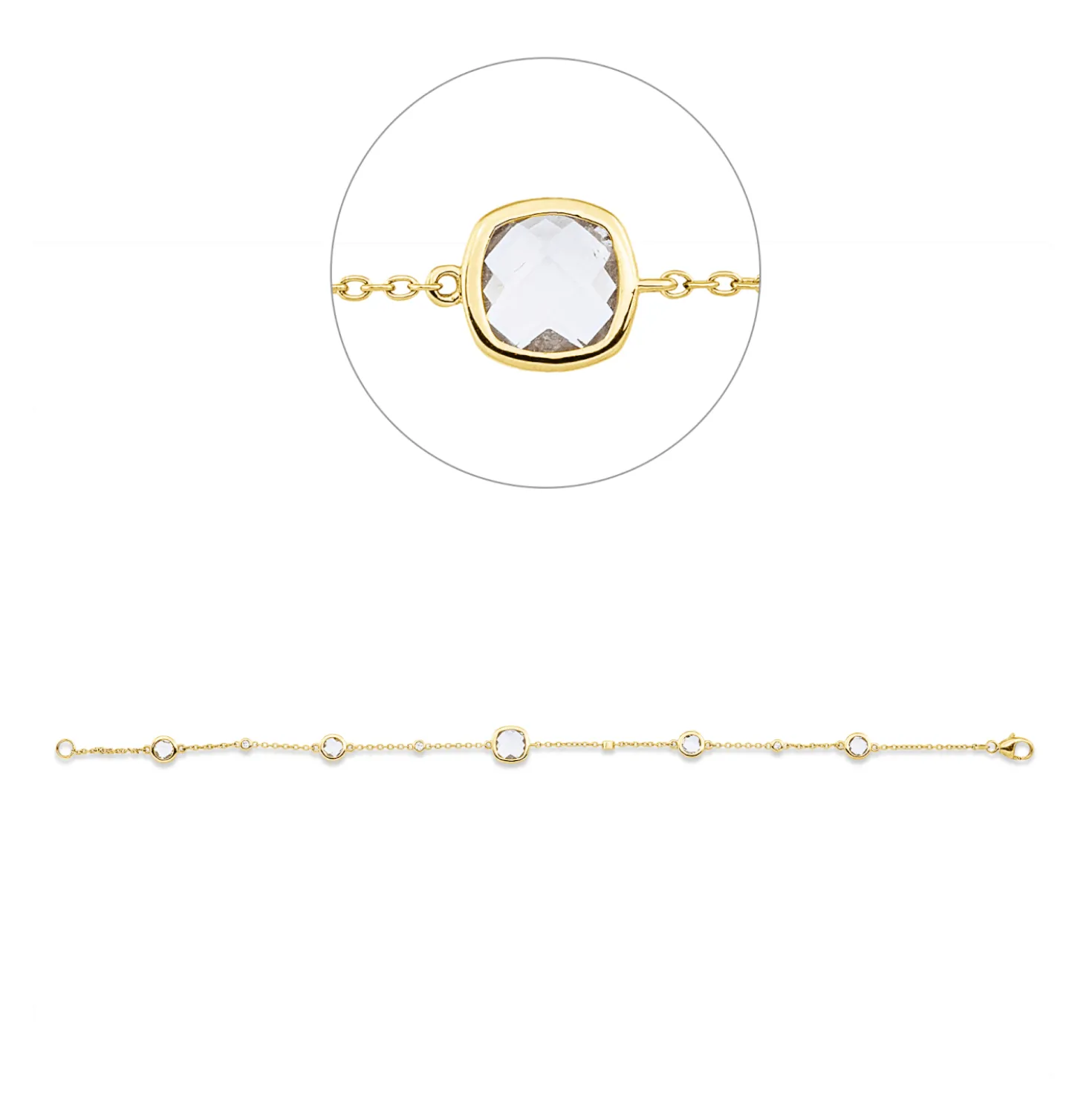 Armband aus 750 Gelbgold 5 Amethyste 2,04ct grün 4 Brillanten 0,06ct TW-SI