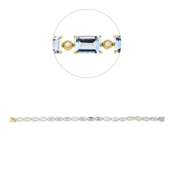 Armband aus 750 Gelbgold 19 Aquamarine 8,7ct blau 19 Brillanten 0,21ct TW-SI