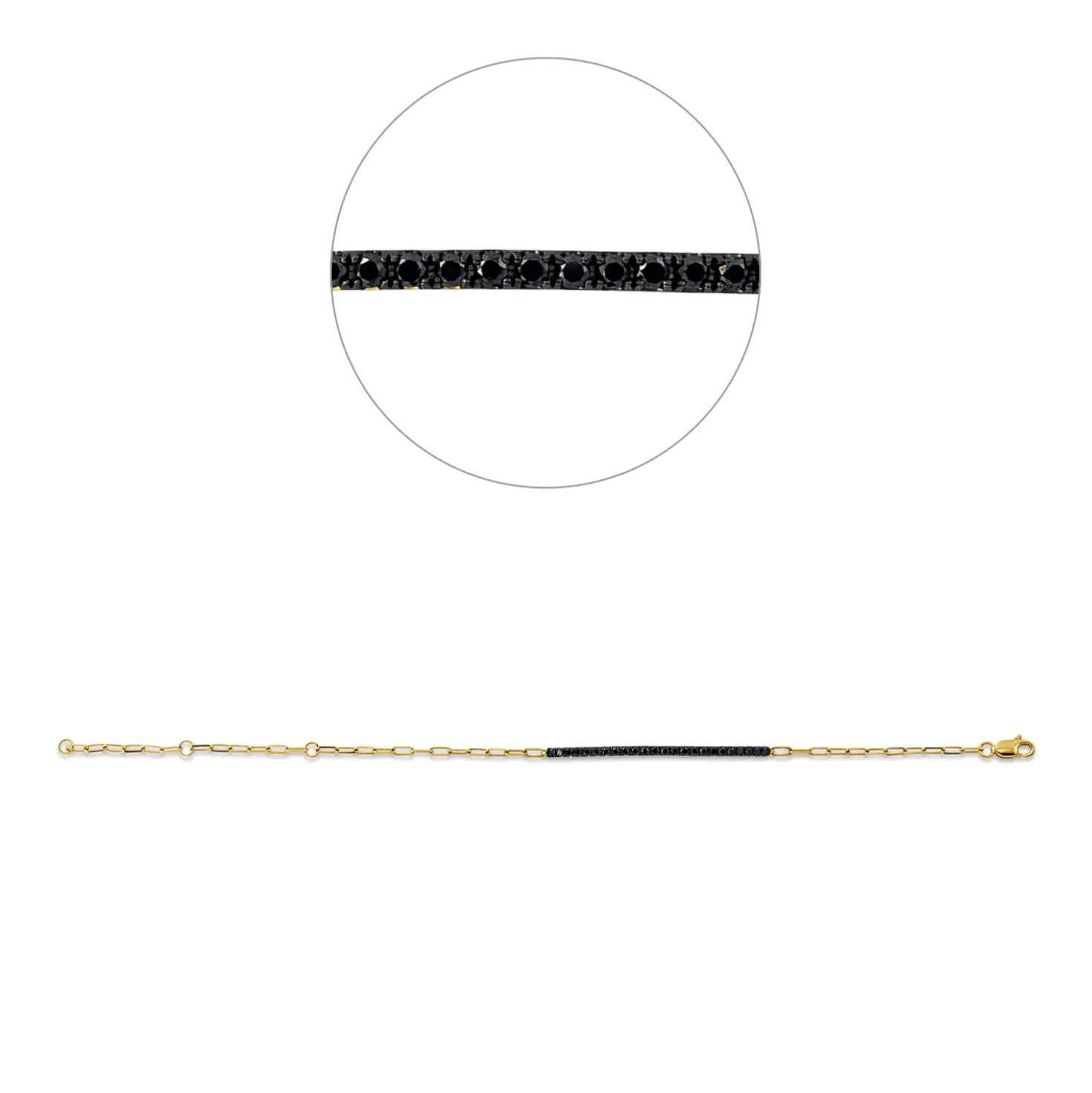 Armband aus 750 Gelbgold 24 Brillanten 0,39ct schwarz B:1,9mm L:17,8cm