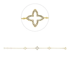 Armband aus 750 Gelbgold 24 Diamanten 0,05ct TW-SI 8 Diamanten 0,01ct TW-SI