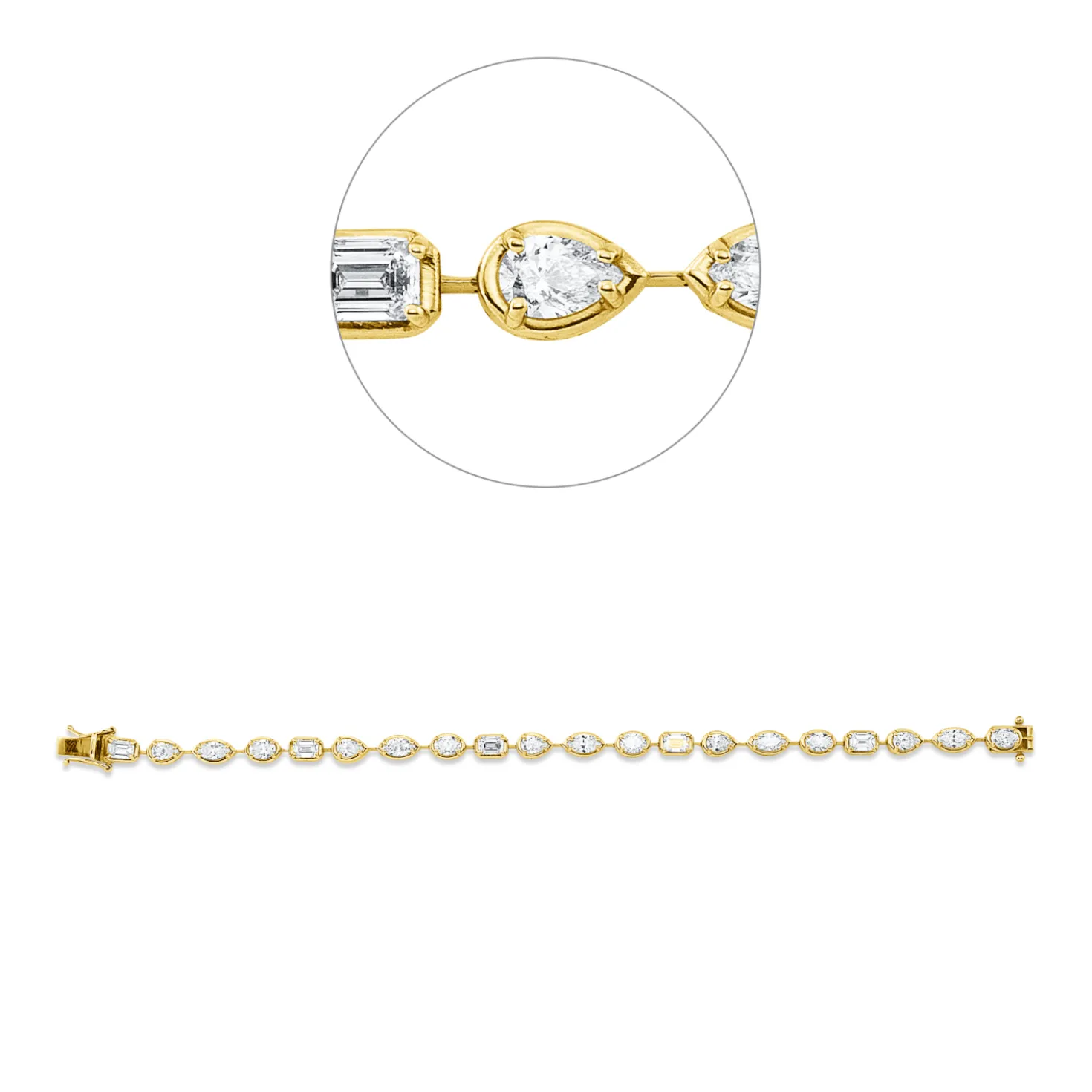 Armband aus 585 Gelbgold 20 Diamanten 6,3ct TW-VSI/SI B:4,8mm L:17,8cm 4er-Krappe